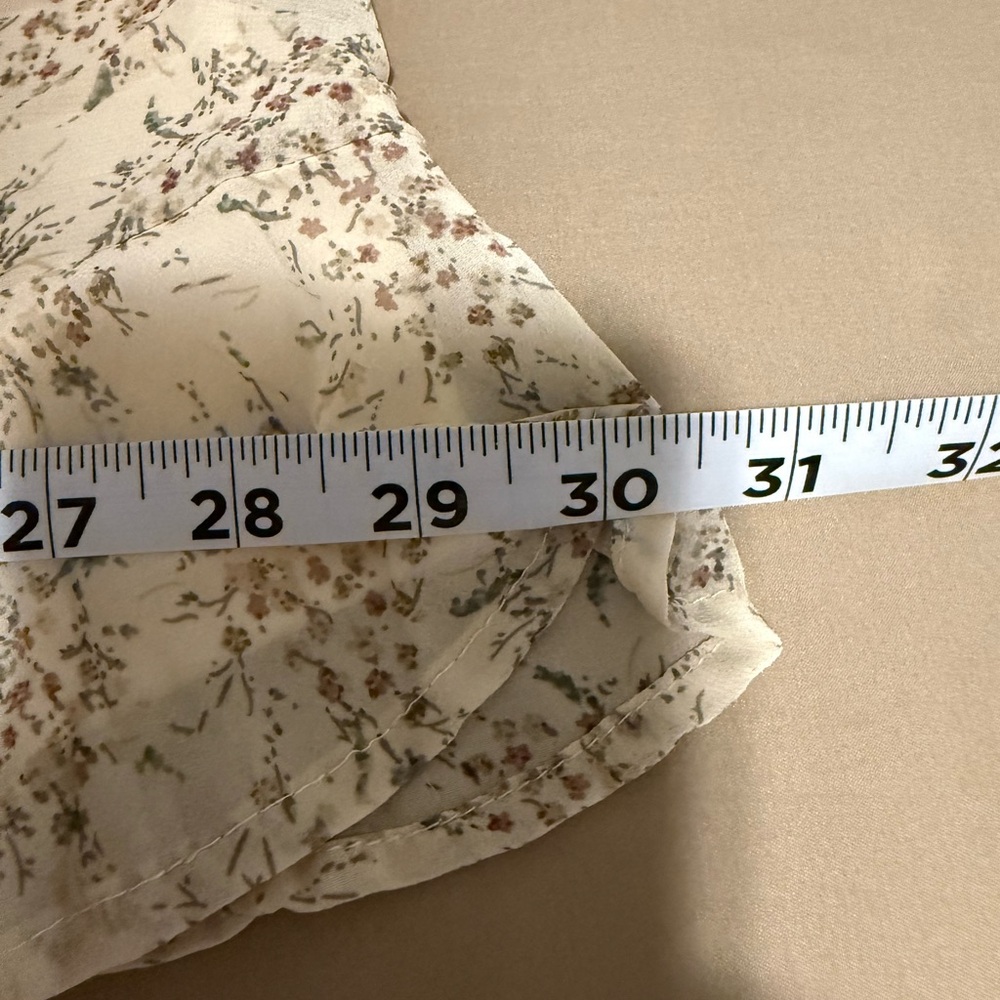 Cream Floral Print Long Sleeve‎ Mini Dress size M - Picture 7 of 16